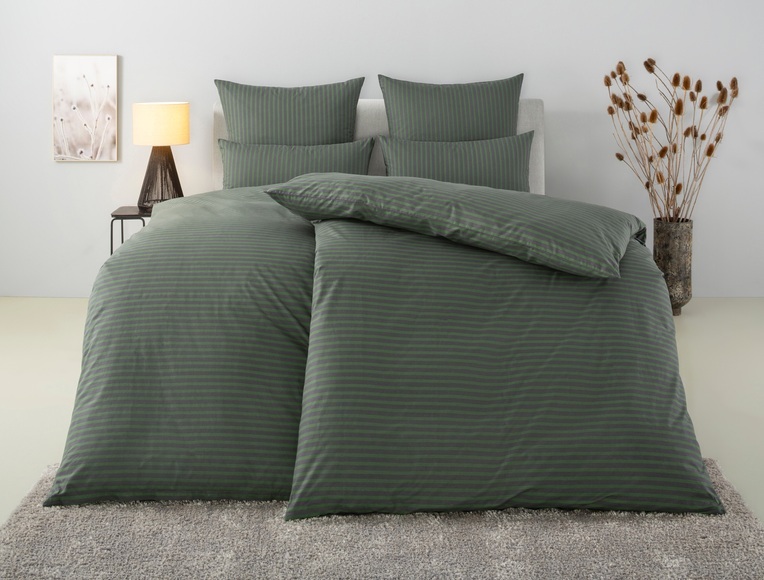 Bruno Banani Bettwäsche »Jassen in Gr. 135x200 oder 155x220 cm«, (3 tlg.), moderne Bettwäsche aus Baumwolle, Bettwäsche mit Streifen-Design