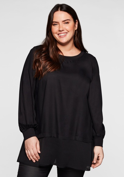 Sheego Tunika, im Double-Layer-Look mit Saum aus Chiffon