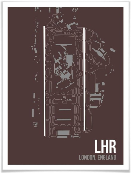 Wall-Art Poster »Wandbild LHR Grundriss London«, Grundriss, (1 St.), Poster, Wandbild, Bild, Wandposter