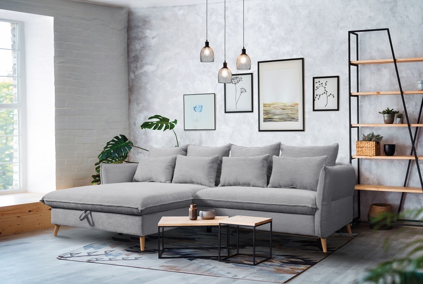 exxpo - sofa fashion Ecksofa »WALPY«, L-Form, wahlweise mit Bettfunktion und Bettkasten, in Cord