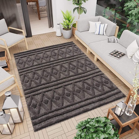 Carpet City Teppich »SANTORINI 58538«, rechteckig, 5 mm Höhe, 3D-Design: Flor erzeugt ein Hoch-Tief-Effekt, In- und Outdoor geeignet