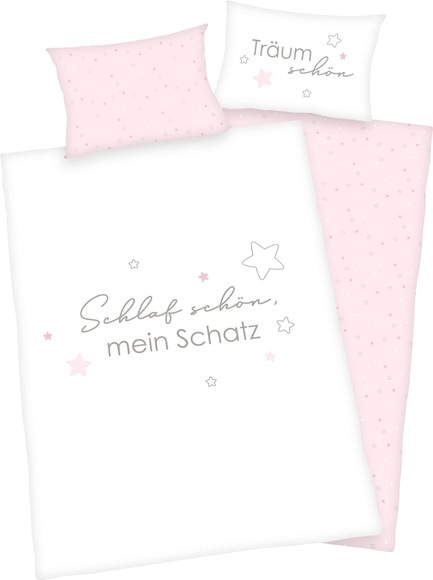 HERDING Baby-Bettwäsche SCHLAF SCHÖN (40x60/100x135) in rosa