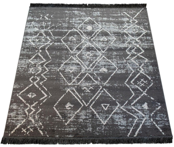 Paco Home Teppich »Kelim 317«, rechteckig, 19 mm Höhe, Scandi Design, Rauten Muster, mit Fransen, ideal im Wohnzimmer & Schlafzimmer