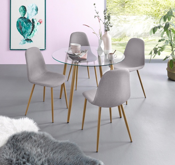 my home Essgruppe »Miller«, (Set, 5 tlg.), Glastisch mit 4 Stühlen (Webstoff)