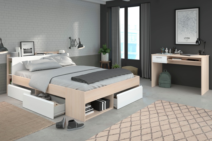 Parisot Jugendzimmer-Set »Most«, (Set, 2 tlg., Bett mit Schubkästen und Schreibtisch)