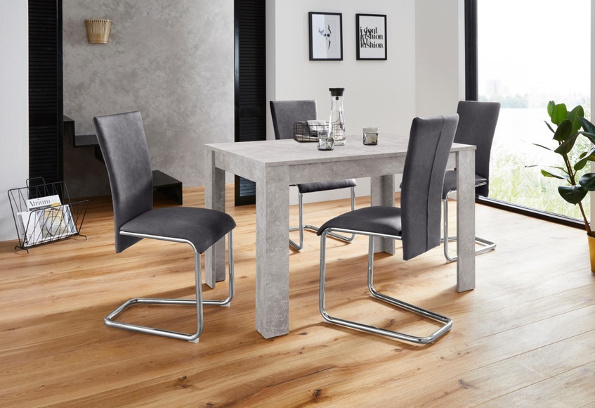 Homexperts Essgruppe »Nick2-Mulan«, (Set, 5 tlg.), mit 4 Stühlen, Tisch in Beton-Optik, Breite 120 cm
