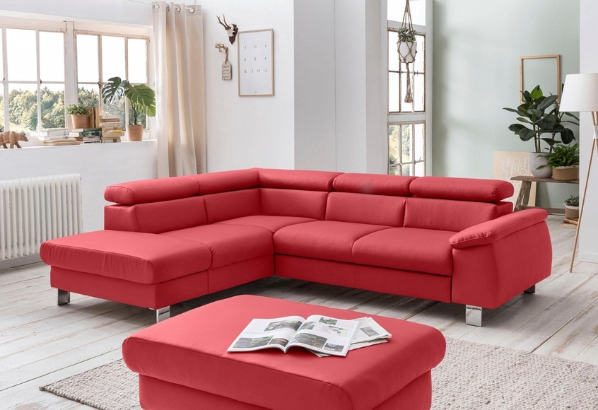 COTTA Ecksofa »Komaris«, inklusive Kopf- bzw. Rückenverstellung, wahlweise Bettfunktion, Bettkasten und RGB-LED-Beleuchtung