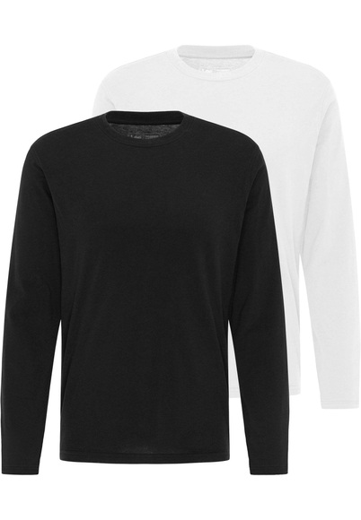 Twin Pack Crew Langarm T-shirt Herren Schwarz L