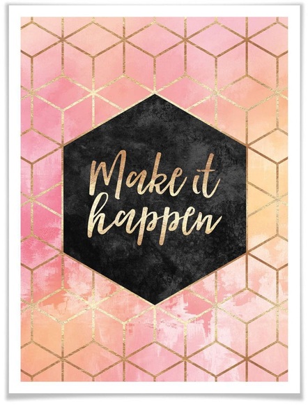 Wall-Art Poster »Make it Happen Gold«, Schriftzug, (1 St.)