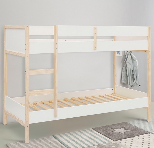 Lüttenhütt Etagenbett »Janne«, aus schönem massivem Kiefernholz, Etagenbett, inklusive praktischer massiver Holzleiter, in verschiedenen Farbvarianten erhältlich, Liegefläche 90x200 cm