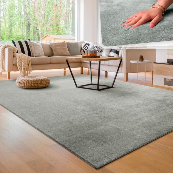 Paco Home Teppich »Cadiz 630«, rechteckig, 18 mm Höhe, Kurzflor, Uni-Farben, besonders weich, ideal im Wohnzimmer & Schlafzimmer