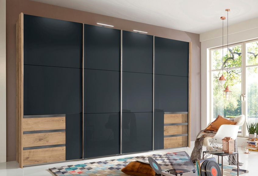 Fresh To Go Schwebetürenschrank »Level«, mit Glastüren und Synchronöffnung