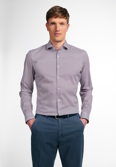 ETERNA LANGARM HEMD SUPER SLIM PERFORMANCE SHIRT STRETCH ROT/BLAU