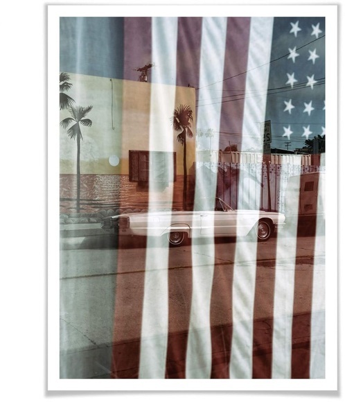 Wall-Art Poster »Flagge Amerika Reflection USA«, Autos, (1 St.)