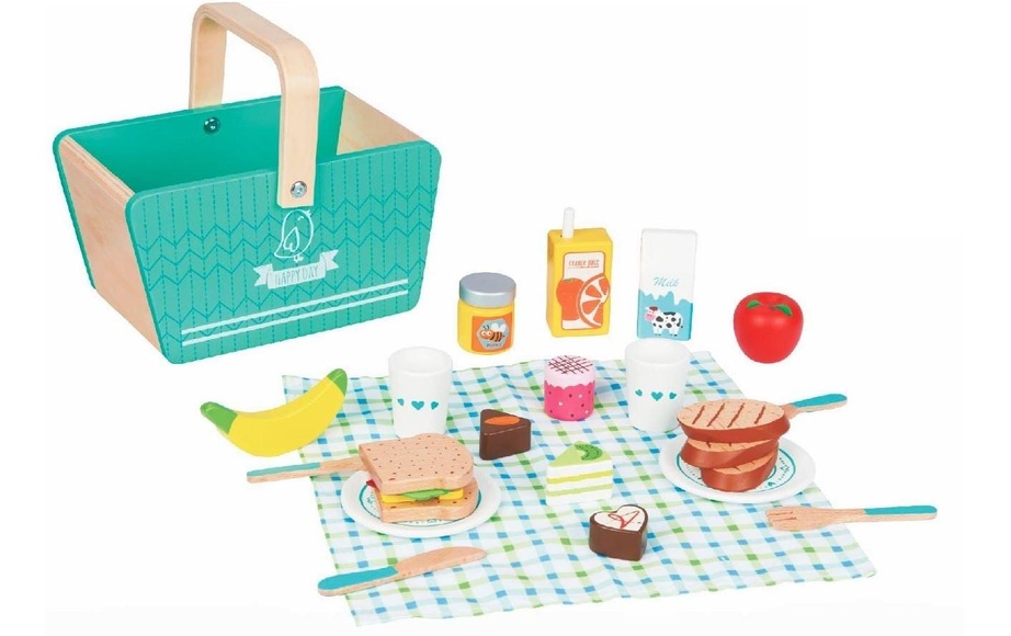 Spielba - Picknick-Korb aus Holz mit Zubehör - Ab 3 Jahren