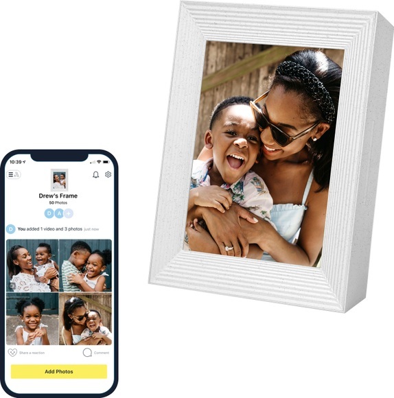 AURA Mason Digitaler Bilderrahmen 22.9 cm 9 Zoll 1600 x 1200 Pixel Weiß, Quarz