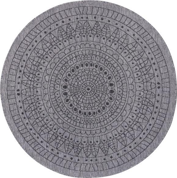 NORTHRUGS Teppich »Porto«, rund, 5 mm Höhe, In-und Outdoor geeignet, Wohnzimmer, Balkon, Terrasse, Garten, Robust, Pflegeleicht, Flachgewebe, Wendbar