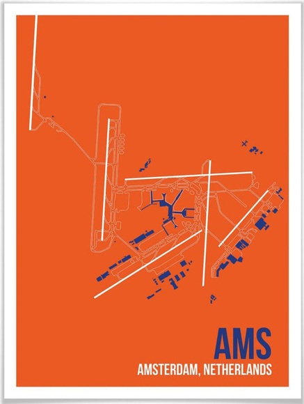 Wall-Art Poster »Wandbild AMS Grundriss Amsterdam«, Grundriss, (1 St.), Poster, Wandbild, Bild, Wandposter