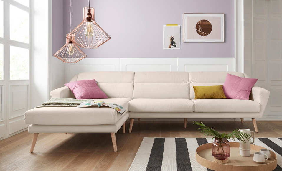 andas Ecksofa »Bille«, mit Naht im Rückenkissen und Beinen aus Eichenholz, Design by Morten Georgsen