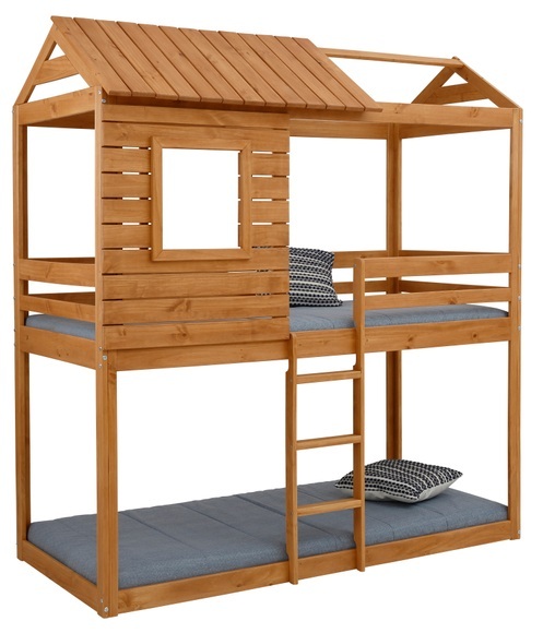 Lüttenhütt Kinderbett »Lolitte«, aus schönem massivem Kiefernholz, Etagenbett, inklusive praktischer massiver Holzleiter, in verschiedenen Farbvarianten enthältlich, Liefefläche 90x200 cm