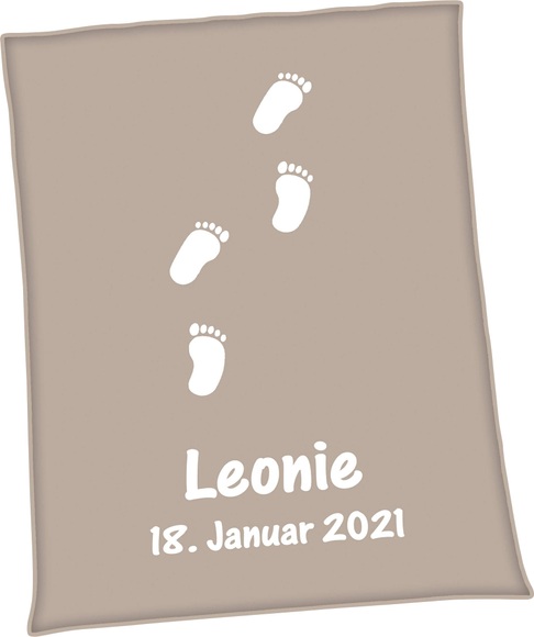 Unicade Babydecke »Unicade® Füsschen«, Individuelle, mit Ihrem Wunschnamen und Geburtsdatum gewebte Babydecke (personalisiert)