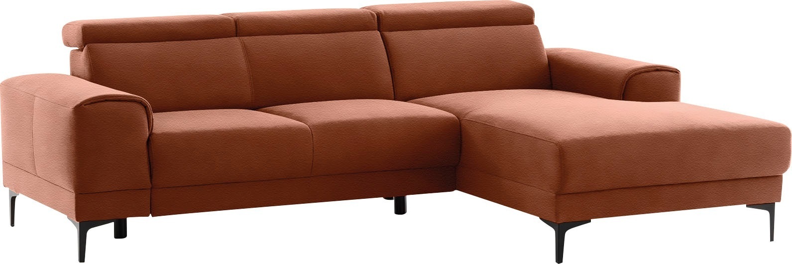 exxpo - sofa fashion Ecksofa, mit 3 Kopfstützen, wahlweise elektrischer Sitztiefenverstellung, frei im Raum stellbar