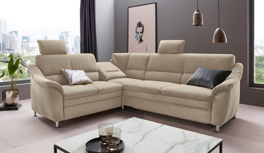 Places of Style Ecksofa »Cardoso«, Federkern, wahlweise mit Bett, Schubkasten, teilweise Relaxfunktion