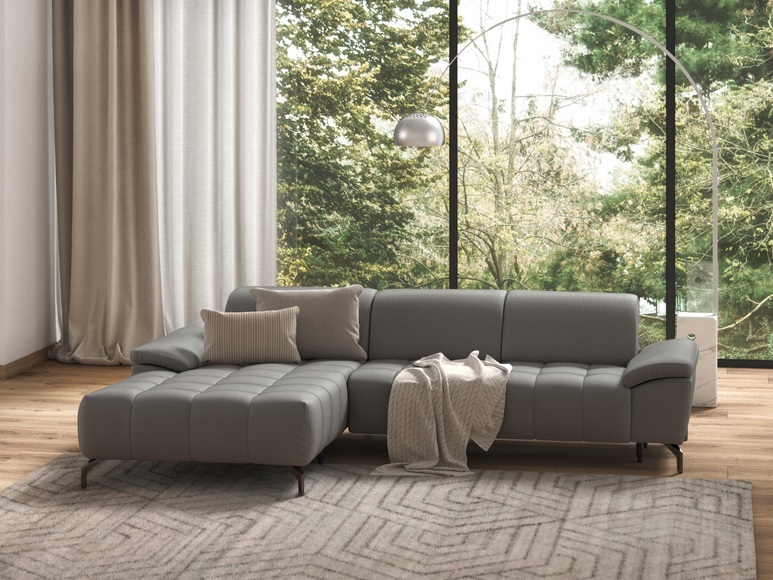sit&more Ecksofa »Cool«, wahlweise mit Kopfteilverstellung und Vorziehsitz, motorisch, mit schwarzen Füssen