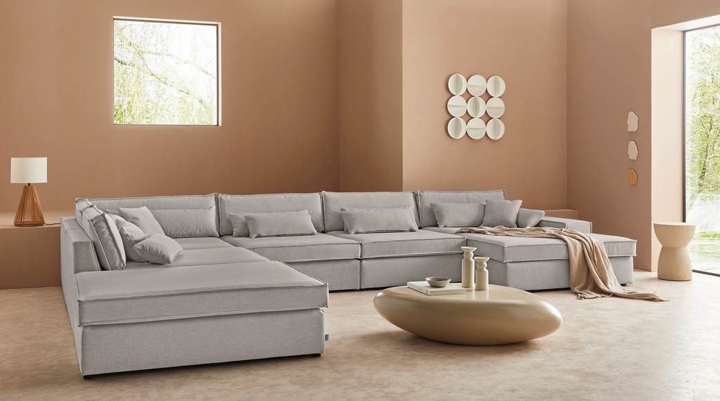 LeGer Home by Lena Gercke Wohnlandschaft »Joreen«, 6 Teile, zusammengesetzt aus Modulen, in vielen Bezugsqualitäten und Farben, fester Sitzkomfort