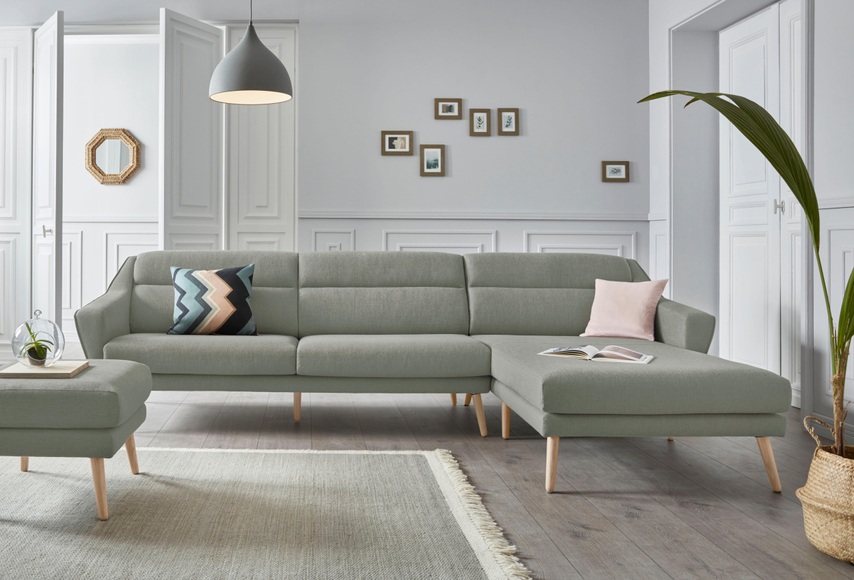 andas Ecksofa »Bille«, mit Naht im Rückenkissen und Beinen aus Eichenholz, Design by Morten Georgsen