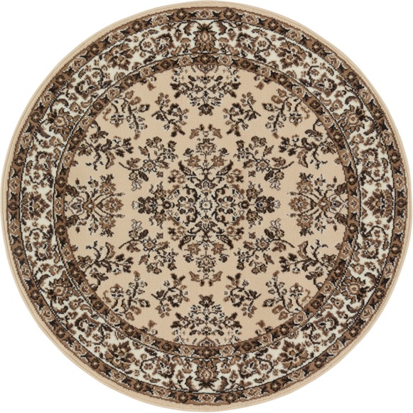 DELAVITA Teppich »Halton«, rund, 8 mm Höhe, Kurzflor, Vintage Design, Orient Optik, Wohnzimmer, Schlafzimmer, Arbeitszimmer, Robust, Pflegeleicht, Gekettelt