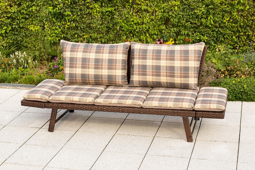 MERXX Gartenbank »Daybed Rattan«, BxTxH: 172x64x78 cm, mit Auflage und Rückenkissen