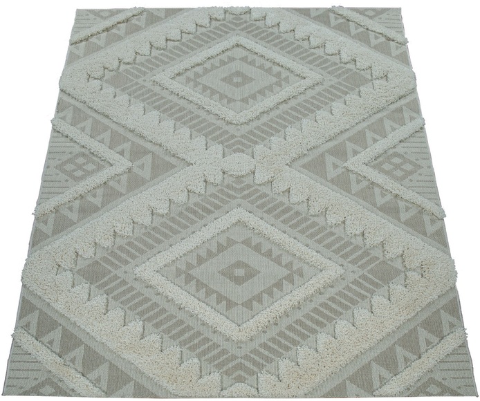 Paco Home Teppich »Eupen 471«, rechteckig, 22 mm Höhe, Hoch-Tief-Struktur, Rauten Muster, In- und Outdoor geeignet, ideal im Wohnzimmer & Schlafzimmer