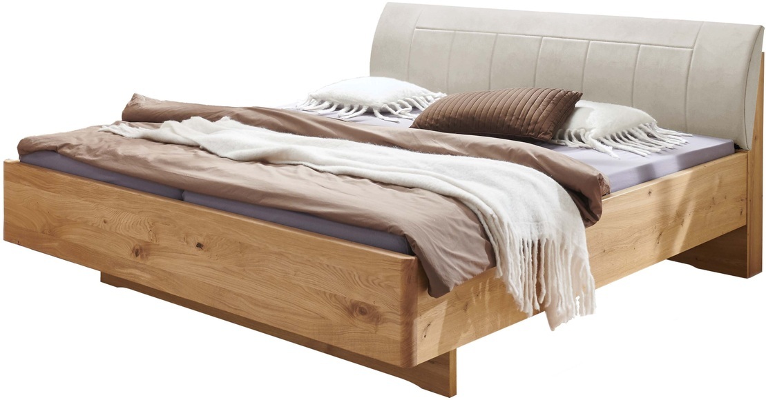 WIEMANN Holzbett »Cardiff, Bettgestell, Bettrahmen, teilmassiv, mit Polsterkopfteil« Belastbarkeit 110/220 Kg, 4-fache höhenverstellbar, MADE IN GERMANY, Fussteil aus Massivholz, verschiedene Grössen