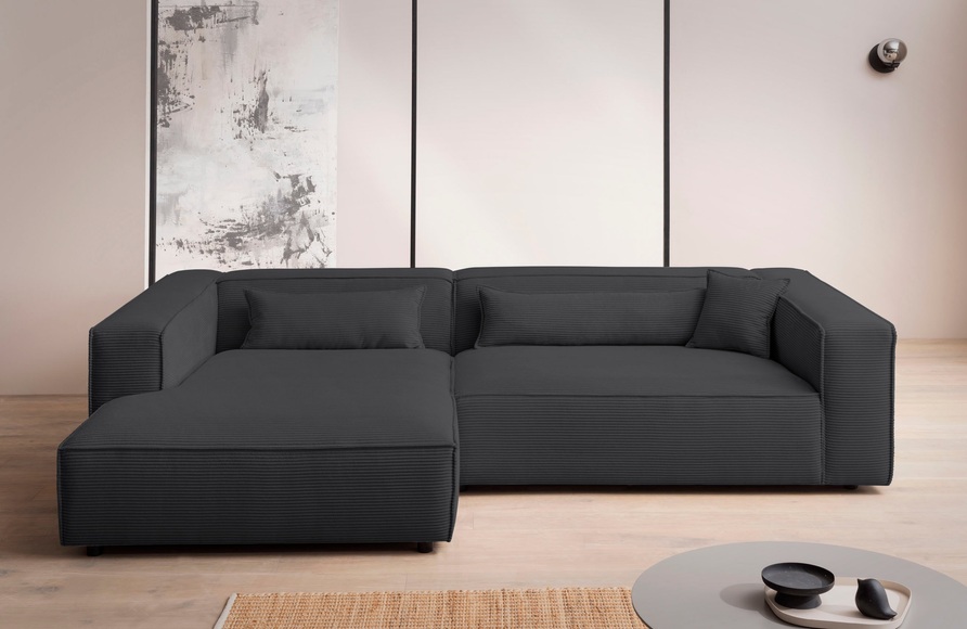 LeGer Home by Lena Gercke Ecksofa »PIARA XXL, Big-Sofa, Cord, Leinenoptik o. Strukturstoff, L-Form« wahlweise Ottomane rechts/links, Kedernaht, extra tiefe Sitzfläche