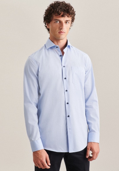 Business Hemd Regular Fit Langarm Uni Herren Hellblau 45