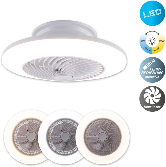 näve LED Deckenleuchte »Adoranto Deckenventilator«, Deckenlampe, Ventilator, Fernbed., 3-stufiger Lüfter 60W