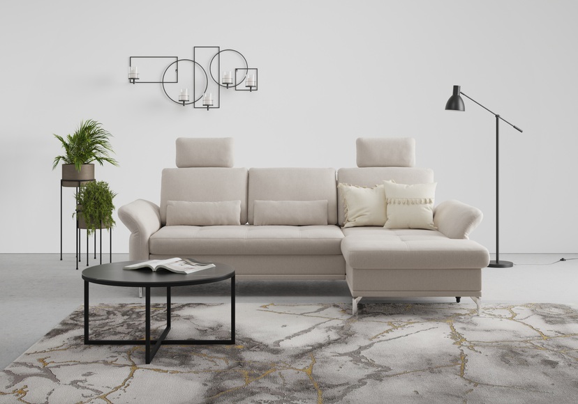 INOSIGN Ecksofa »Palm Beach«, Federkern, mit Sitztiefenverstellung, wahlweise mit Bettfunktion, Bettkasten und Armteilverstellung
