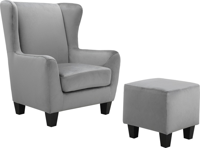 Home affaire Sessel »Chilly«, (Set, 2 St., bestehend aus Sessel und Hocker), mit bequemer Federkern-Polsterung, in drei unterschiedlichen Bezugsqualitäten erhältlich, Sitzhöhe 44 cm