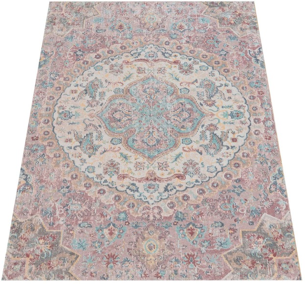 Paco Home Teppich »Torres 271«, rechteckig, 4 mm Höhe, Kurzflor, Orient-Optik, Vintage Design, In- und Outdoor geeignet, Wohnzimmer