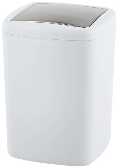 Wenko - Schwingdeckeleimer Barcelona L Weiss, Spezialkunststoff, absolut bruchsicher, 8,5 Liter