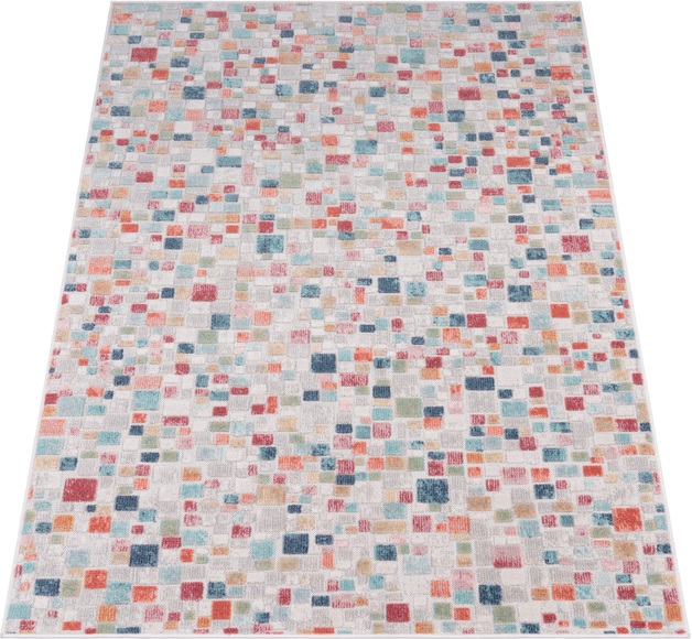 Paco Home Teppich »Fusion 765«, rechteckig, 10 mm Höhe, Kurzflor, modernes Karomuster, In- und Outdoor geeignet, Wohnzimmer
