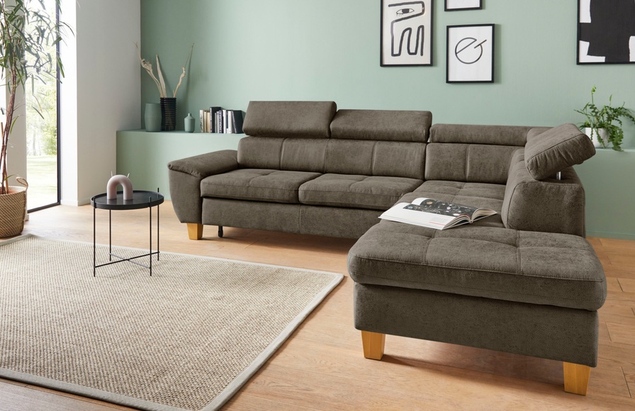 exxpo - sofa fashion Ecksofa, inklusive Kopfteilverstellung, wahlweise mit Bettfunktion und Bettkasten