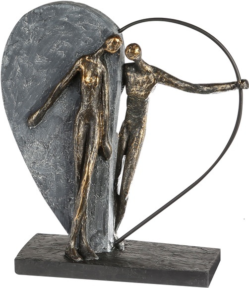 Casablanca by Gilde Dekofigur »Skulptur Herzklopfen, bronzefarben/grau«, Dekoobjekt, Höhe 31, Wohnzimmer