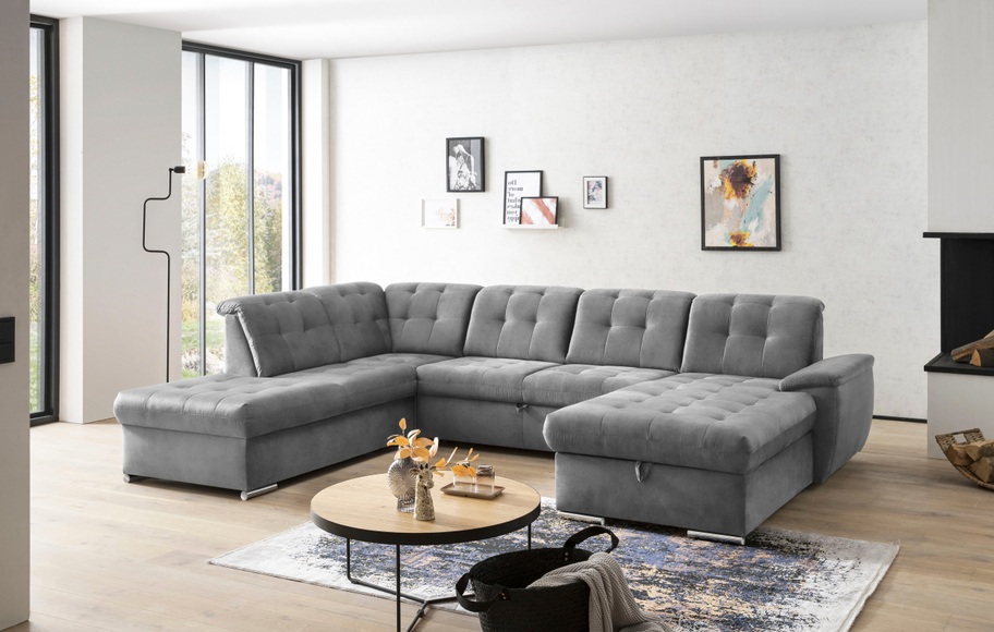 exxpo - sofa fashion Wohnlandschaft, (4 St.), 6x Kopfteilverstellung, Wahlweise mit Bettfunktion und Bettkasten