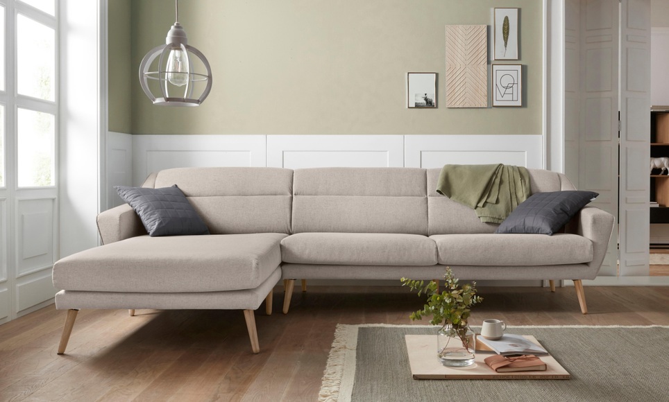 andas Ecksofa »Bille«, mit Naht im Rückenkissen und Beinen aus Eichenholz, Design by Morten Georgsen