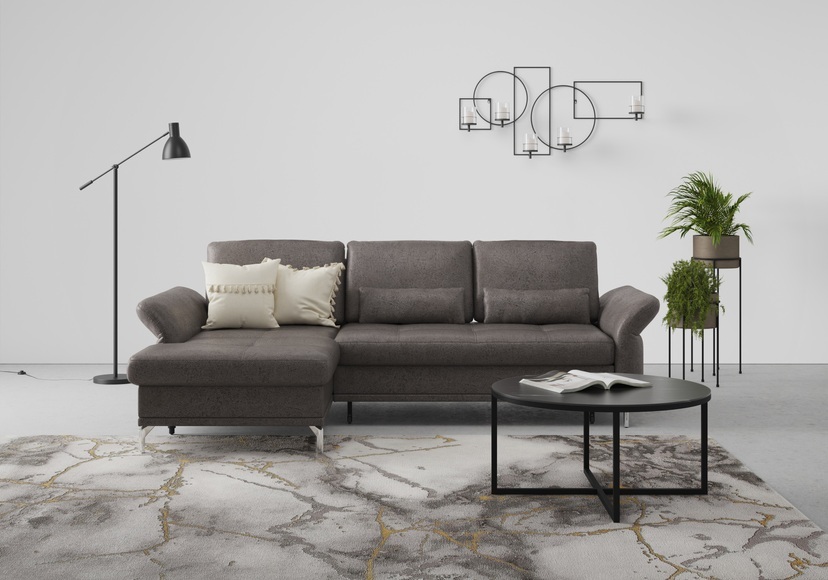 INOSIGN Ecksofa »Palm Beach«, Federkern, mit Sitztiefenverstellung, wahlweise mit Bettfunktion, Bettkasten und Armteilverstellung
