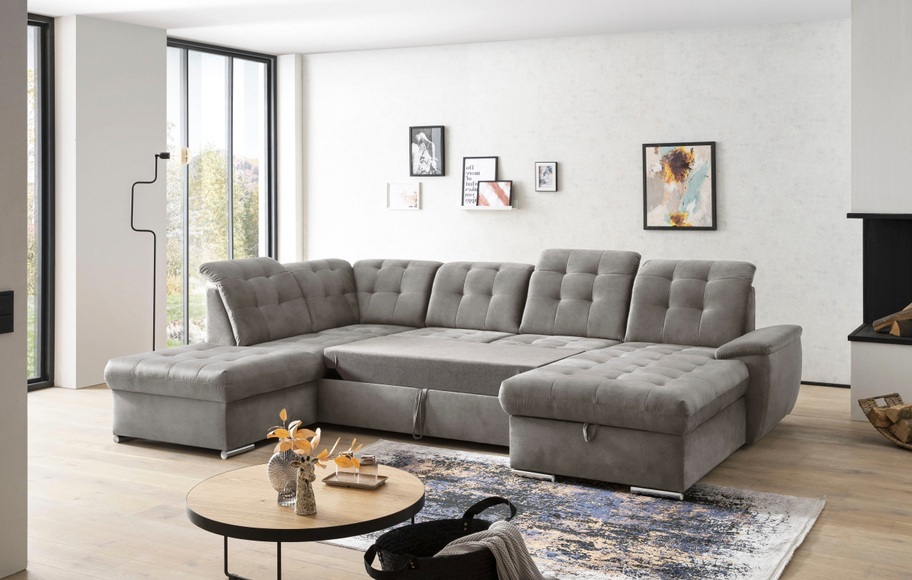 exxpo - sofa fashion Wohnlandschaft, (4 St.), 6x Kopfteilverstellung, Wahlweise mit Bettfunktion und Bettkasten