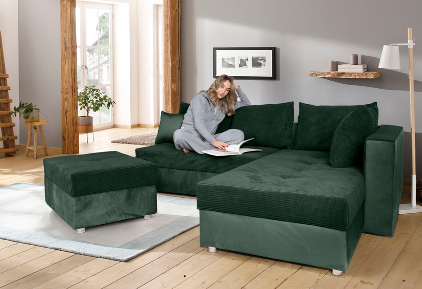 COLLECTION AB Ecksofa »30 Jahre Jubiläums-Modell Italia«, mit Bettfunktion und Bettkasten, in Cord-Samt Mix