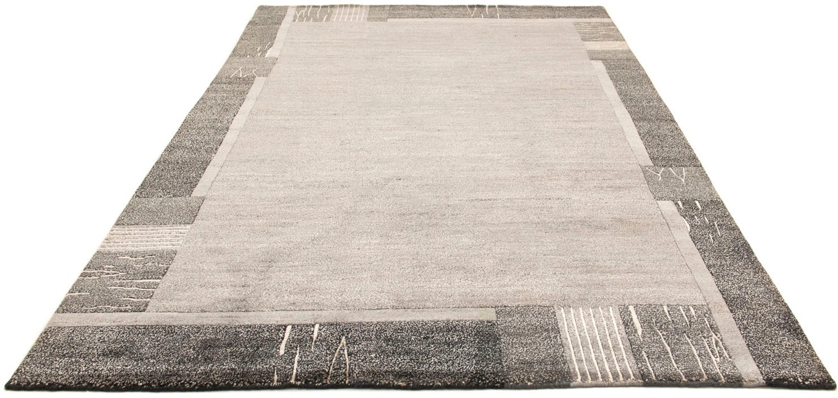 morgenland Wollteppich »Nepal Teppich handgeknüpft anthrazit«, rechteckig, 18 mm Höhe